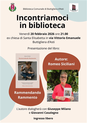 Incontriamoci in Biblioteca: Romeo Siciliani presenta il suo libro a Buttigliera d'Asti
